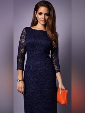 Laundry By Shelli Segal Navy Lace Sheath Dress